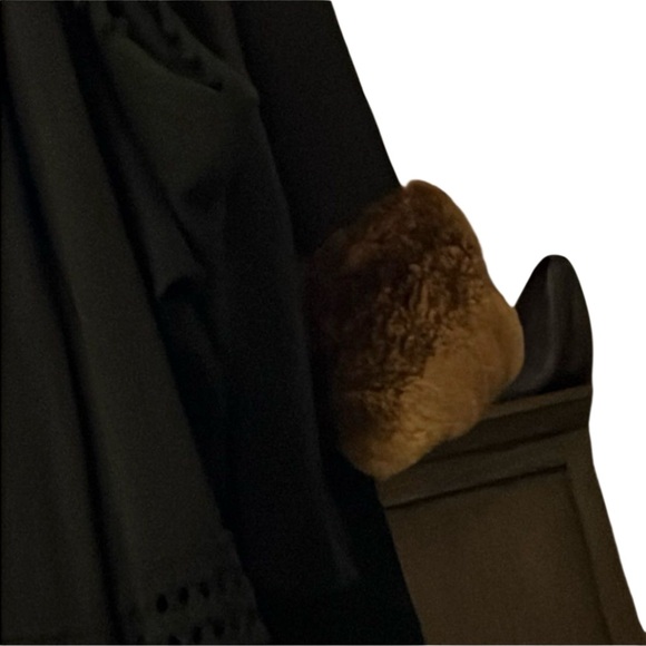 Vintage 80s Bill Blass Black Wool Slouch Brown Fur Shawl Collar Cuffs 8 Large XL - Picture 11 of 12